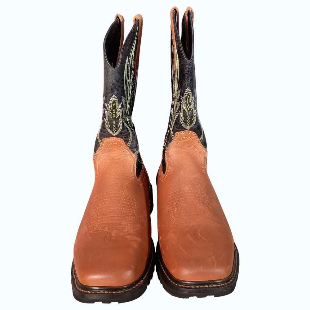 J.B. Dillon Cowboy Boots Mens 16 Black and Tan Leather JBRG202X - Picture 4 of 13